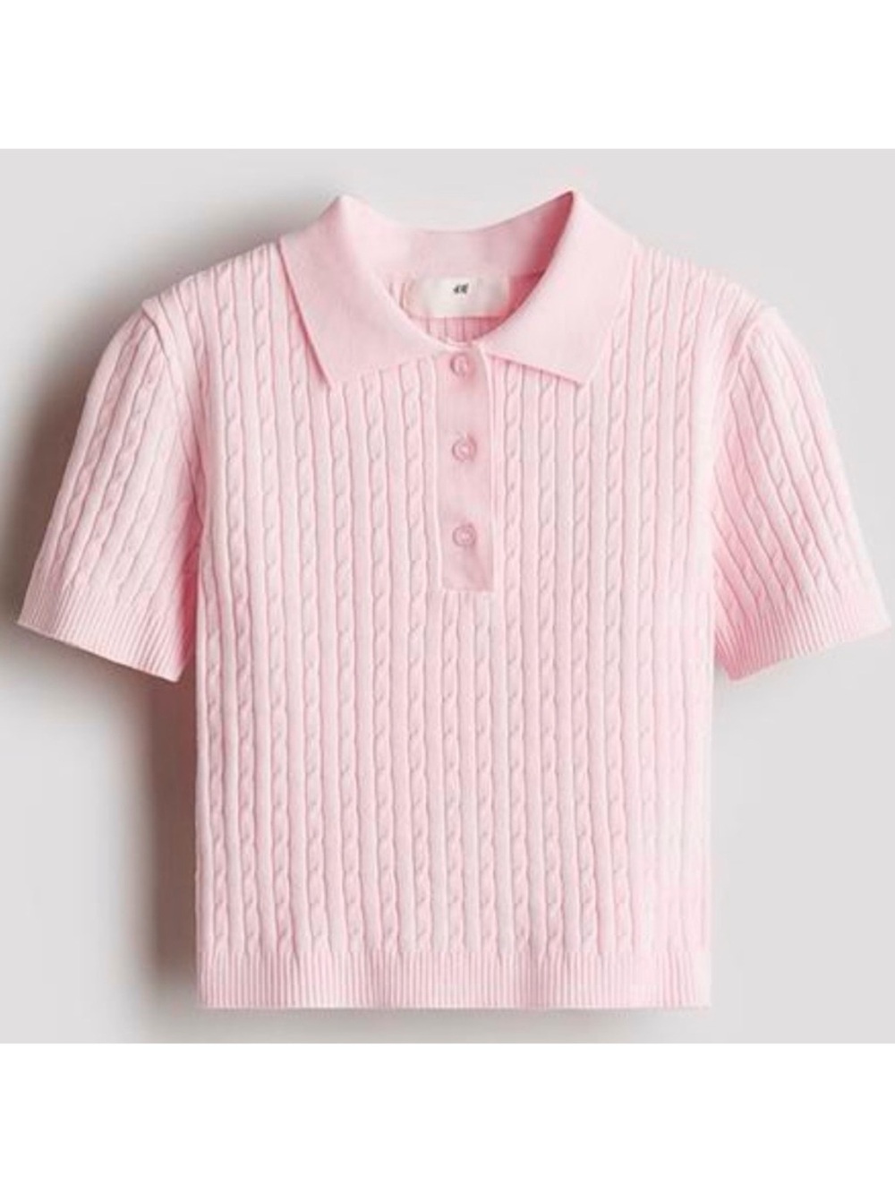 🆕- H&M Kids Short Sleeve Cable-Knit Top - light pink. Size: 14/16